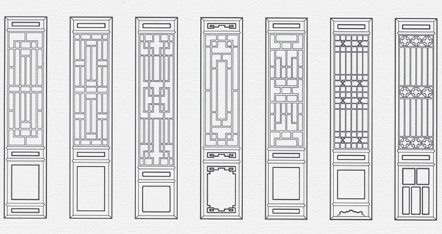 祁东常用中式仿古花窗图案隔断设计图