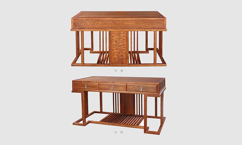 祁东 别墅中式家居书房装修实木书桌效果图