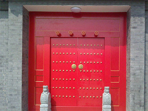 祁东中国传统四合院系列朱红色中式木制大门木作